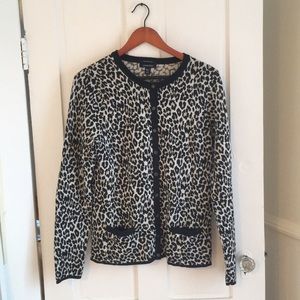 Lands’ End cotton leopard print cardigan